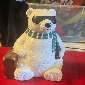 Coca Cola Polar Bear Cookie Jar - White and Black